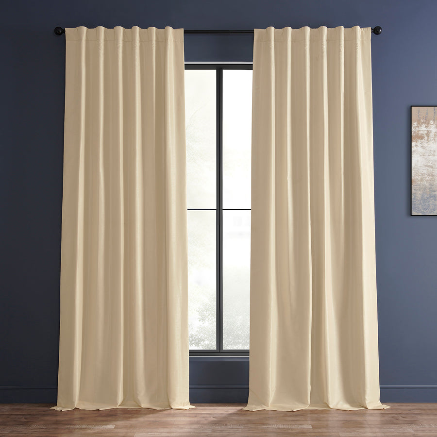 Off White Vintage Textured Faux Dupioni Silk Blackout Curtain