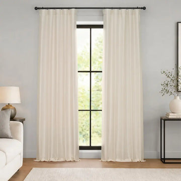 Off White Vintage Textured Faux Dupioni Silk Blackout Curtain