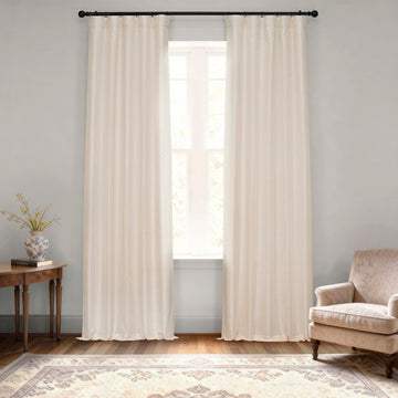Off White Vintage Textured Faux Dupioni Silk Blackout Curtain