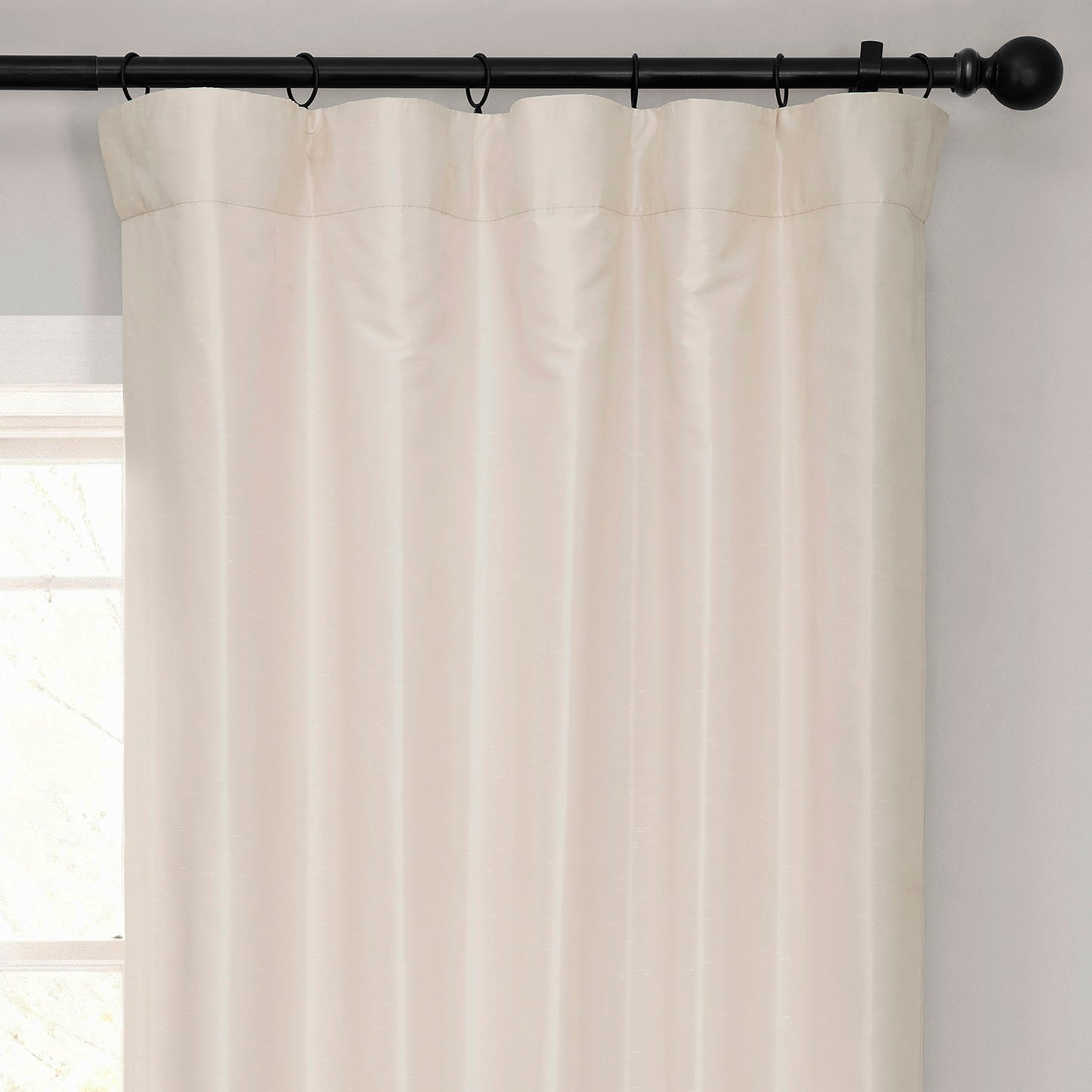 Off White Vintage Textured Faux Dupioni Silk Blackout Curtain