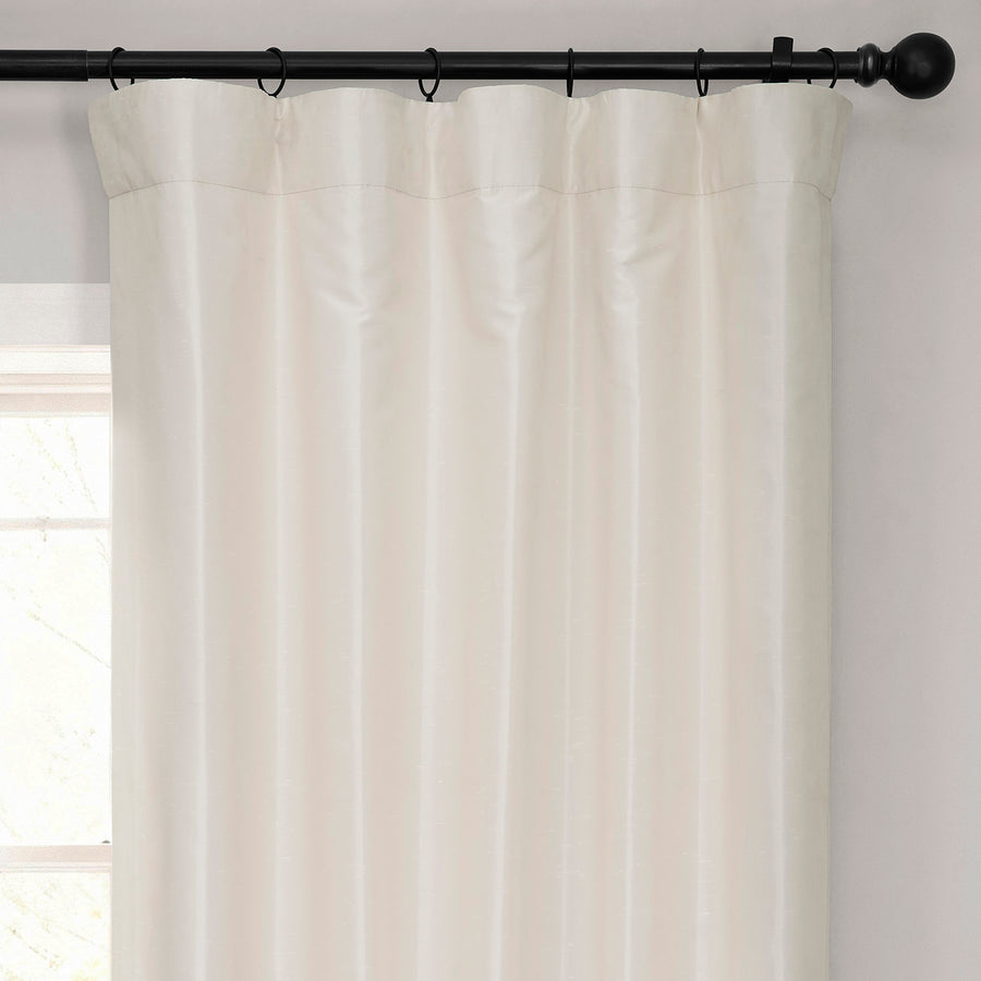 Off White Vintage Textured Faux Dupioni Silk Blackout Curtain