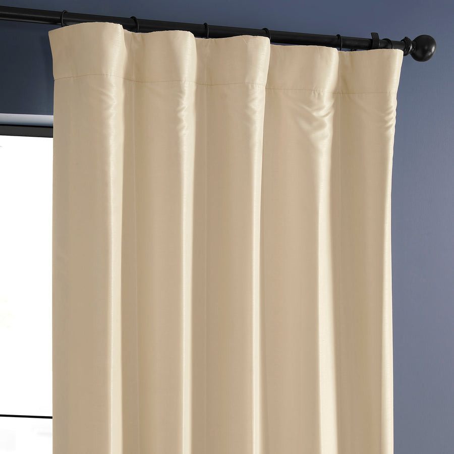 Off White Vintage Textured Faux Dupioni Silk Blackout Curtain