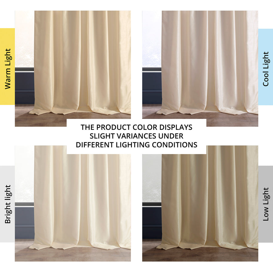 Off White Vintage Textured Faux Dupioni Silk Blackout Curtain