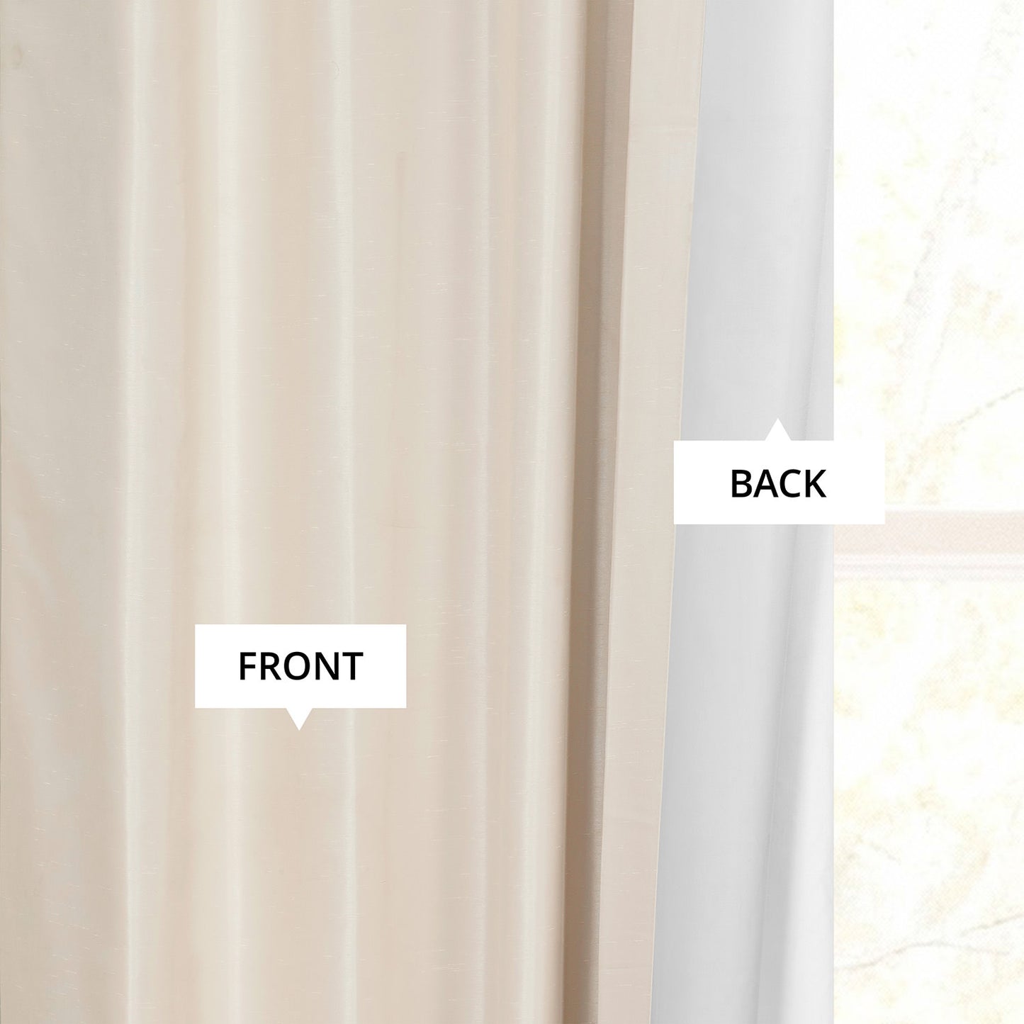 Off White Vintage Textured Faux Dupioni Silk Blackout Curtain