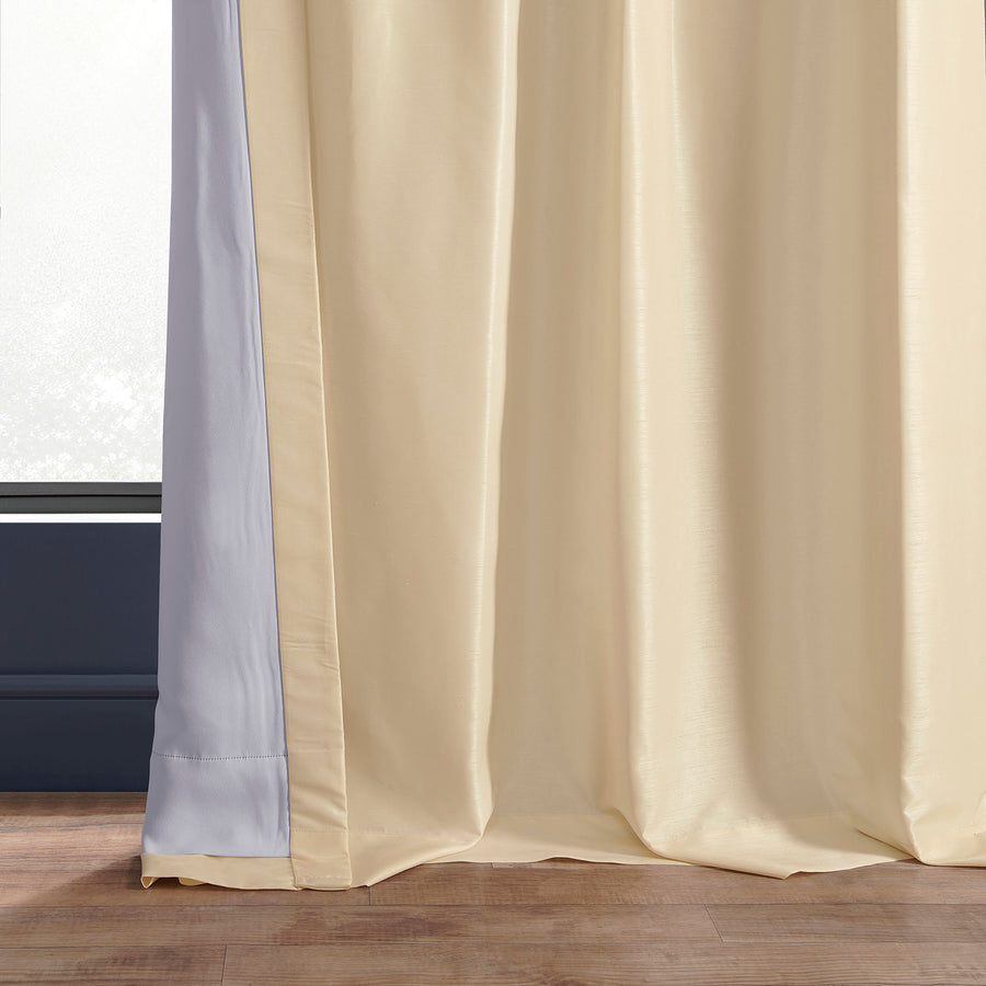 Off White Vintage Textured Faux Dupioni Silk Blackout Curtain