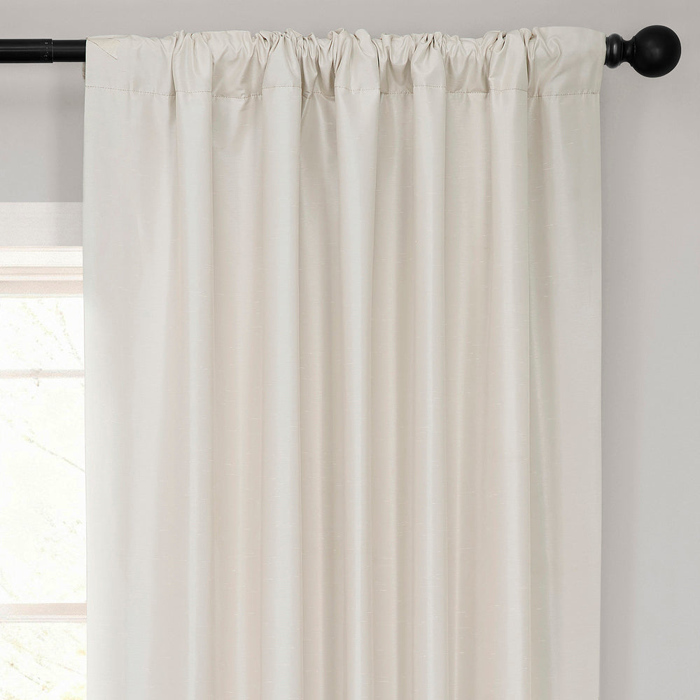 Off White Vintage Textured Faux Dupioni Silk Blackout Curtain