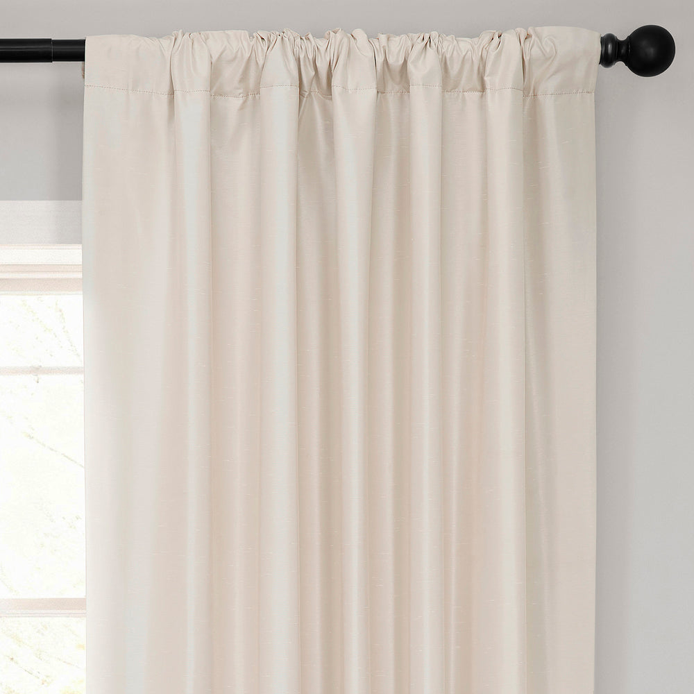 Off White Vintage Textured Faux Dupioni Silk Blackout Curtain