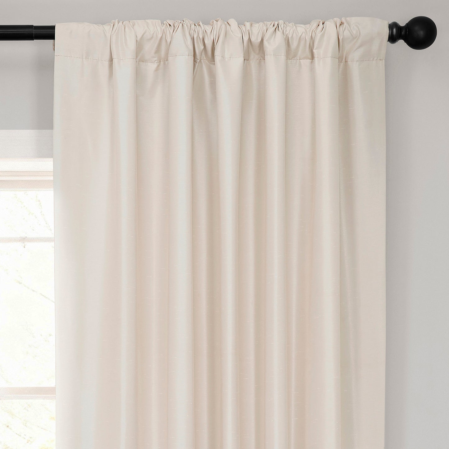 Off White Vintage Textured Faux Dupioni Silk Blackout Curtain