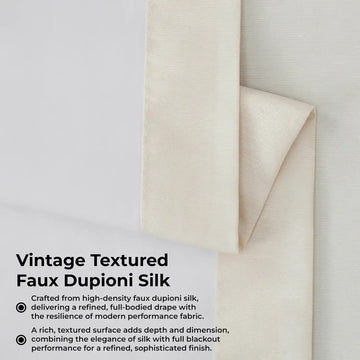 Off White Vintage Textured Faux Dupioni Silk Blackout Curtain