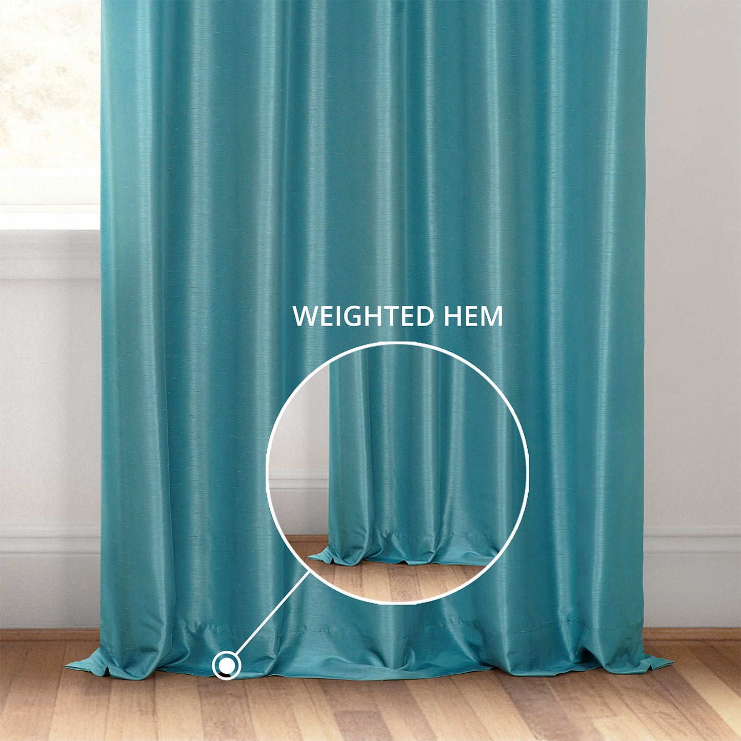 Nassau Blue Vintage Textured Faux Dupioni Silk Custom Curtain