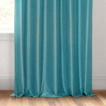 Nassau Blue Vintage Textured Faux Dupioni Silk Custom Curtain