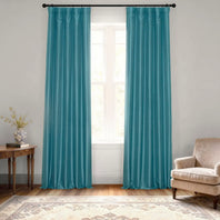 Nassau Blue Vintage Textured Faux Dupioni Silk Blackout Curtain