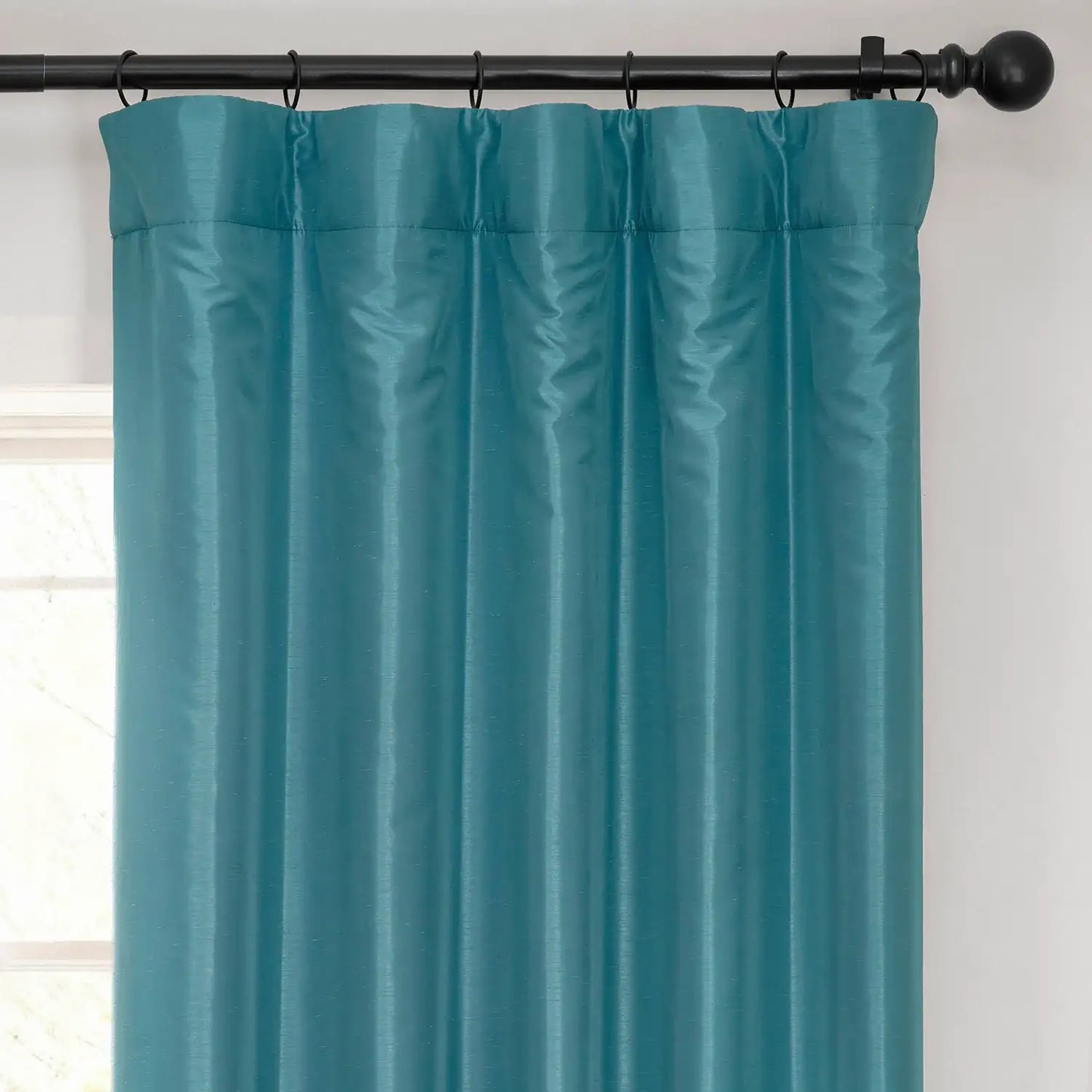 Nassau Blue Vintage Textured Faux Dupioni Silk Blackout Curtain