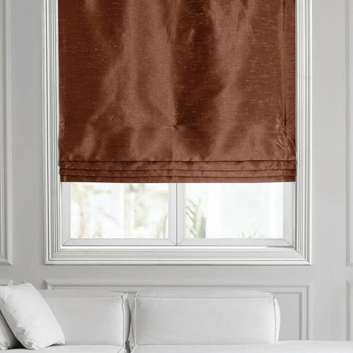Copper Kettle Vintage Textured Faux Dupioni Silk Roman Shade