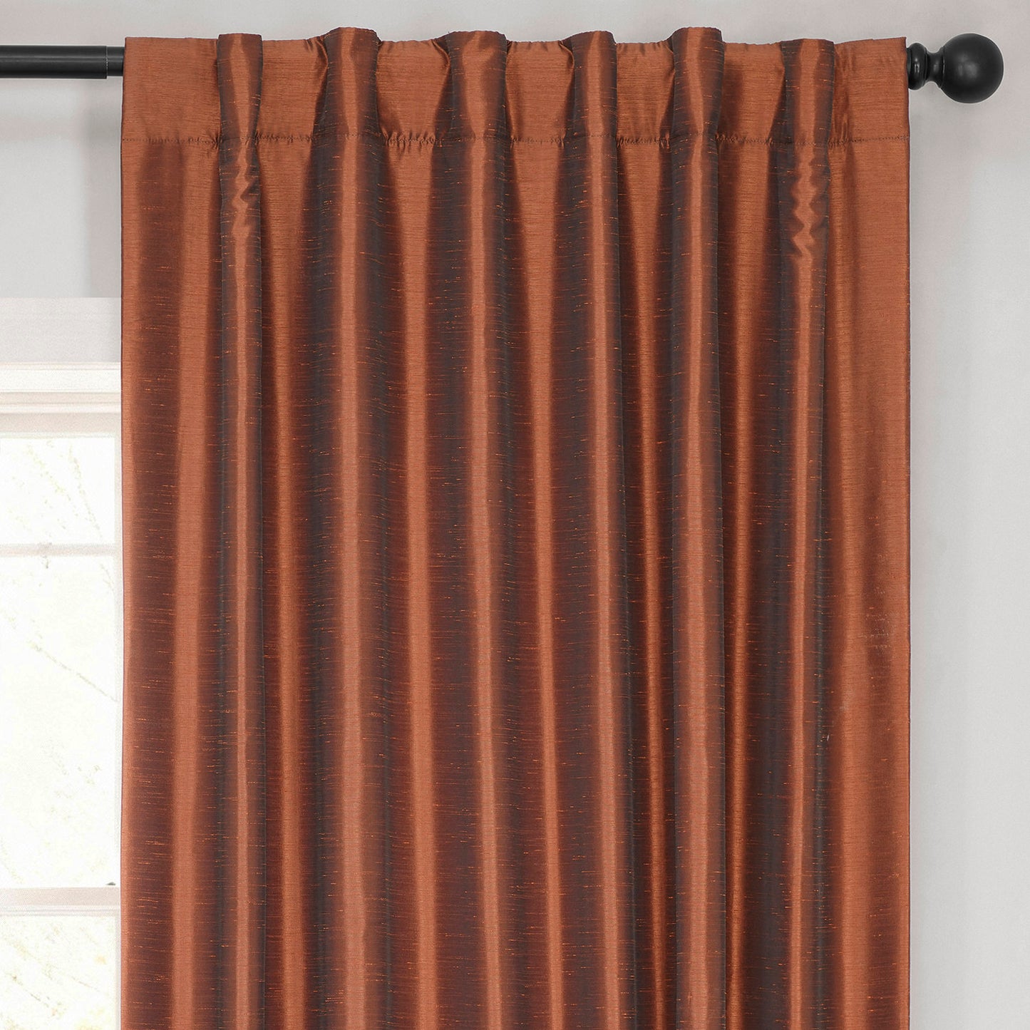 Copper Kettle Vintage Textured Faux Dupioni Silk Curtain