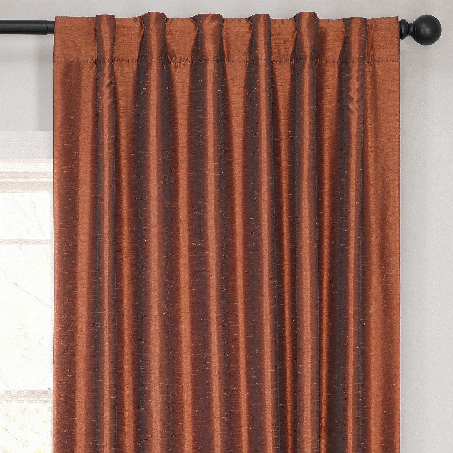 Copper Kettle Vintage Textured Faux Dupioni Silk Curtain