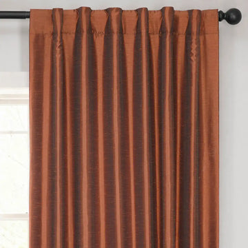 Copper Kettle Vintage Textured Faux Dupioni Silk Room Darkening Curtain