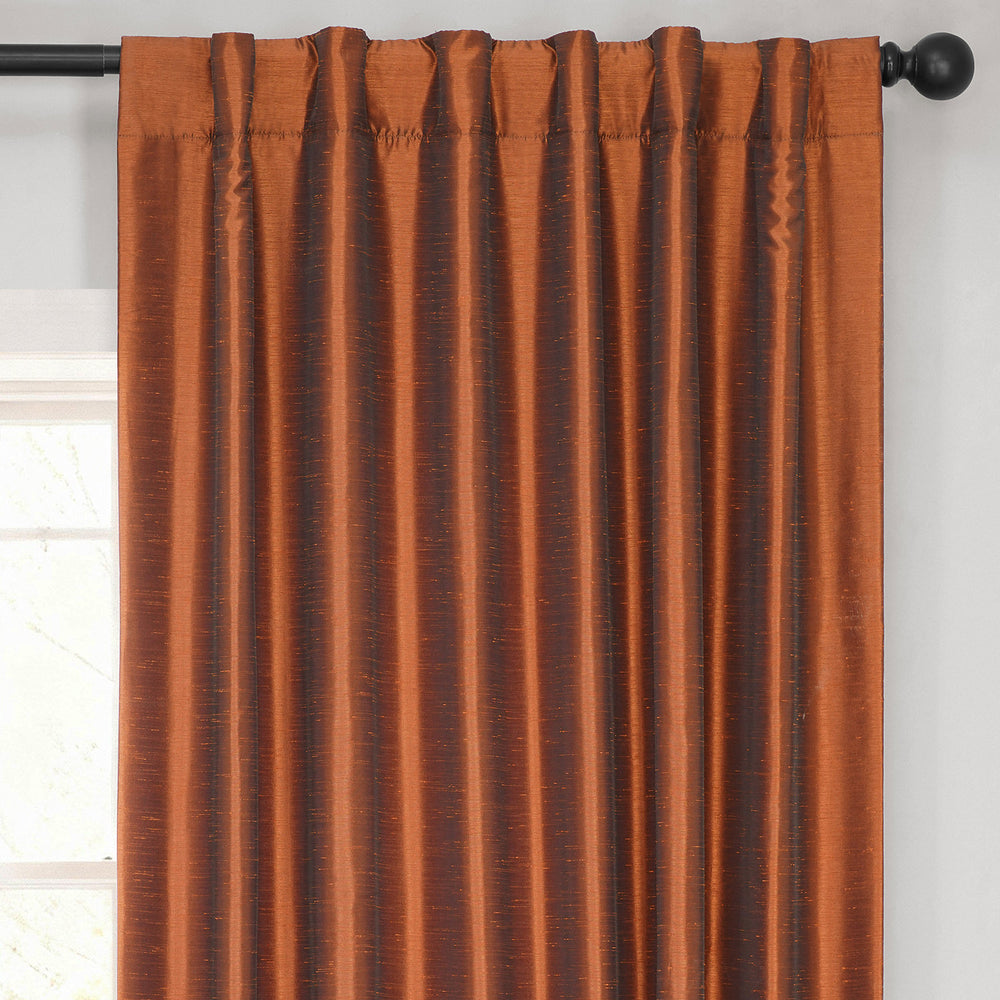 Copper Kettle Vintage Textured Faux Dupioni Silk Curtain