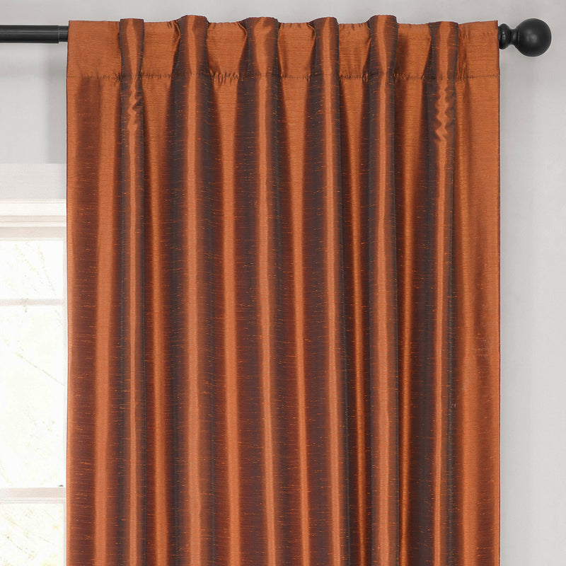 Copper Kettle Vintage Textured Faux Dupioni Silk Curtain