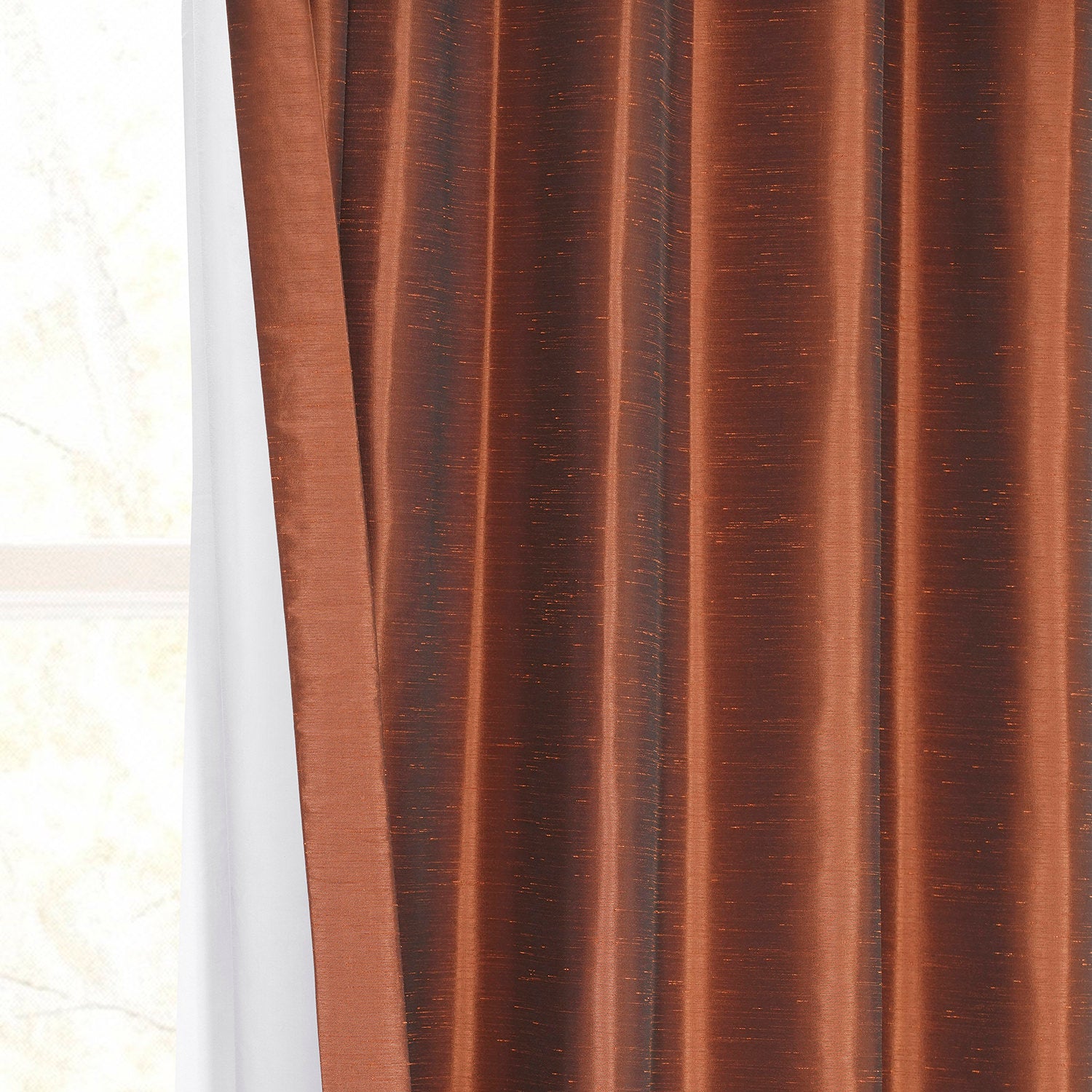 Copper Kettle Vintage Textured Faux Dupioni Silk Curtain