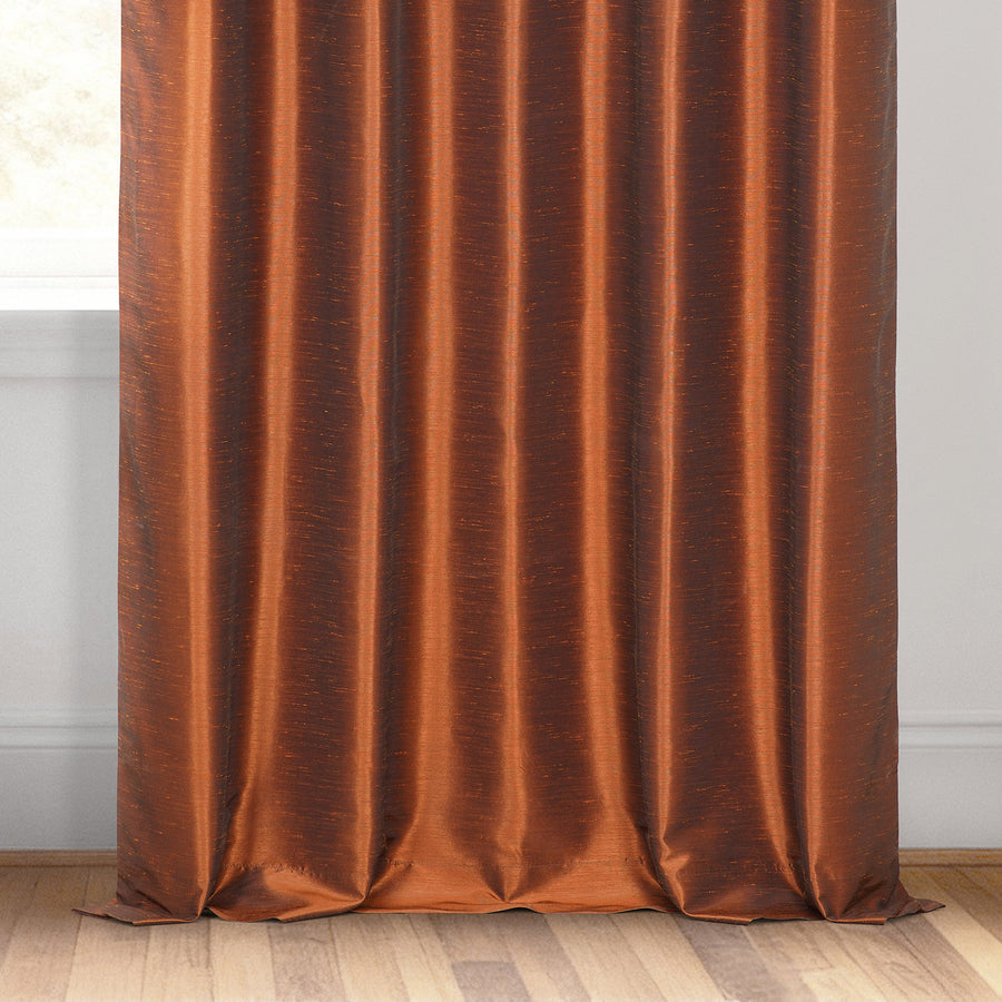 Copper Kettle Vintage Textured Faux Dupioni Silk Curtain