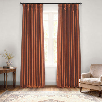 Copper Kettle Vintage Textured Faux Dupioni Silk Curtain