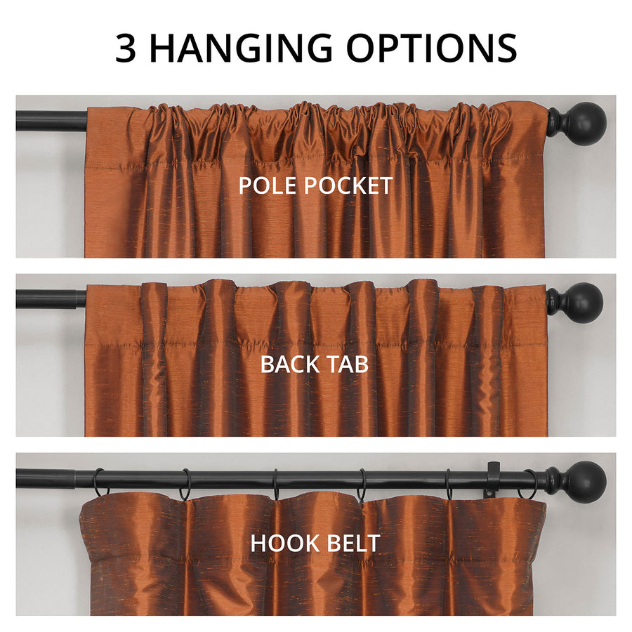 Copper Kettle Vintage Textured Faux Dupioni Silk Blackout Curtain