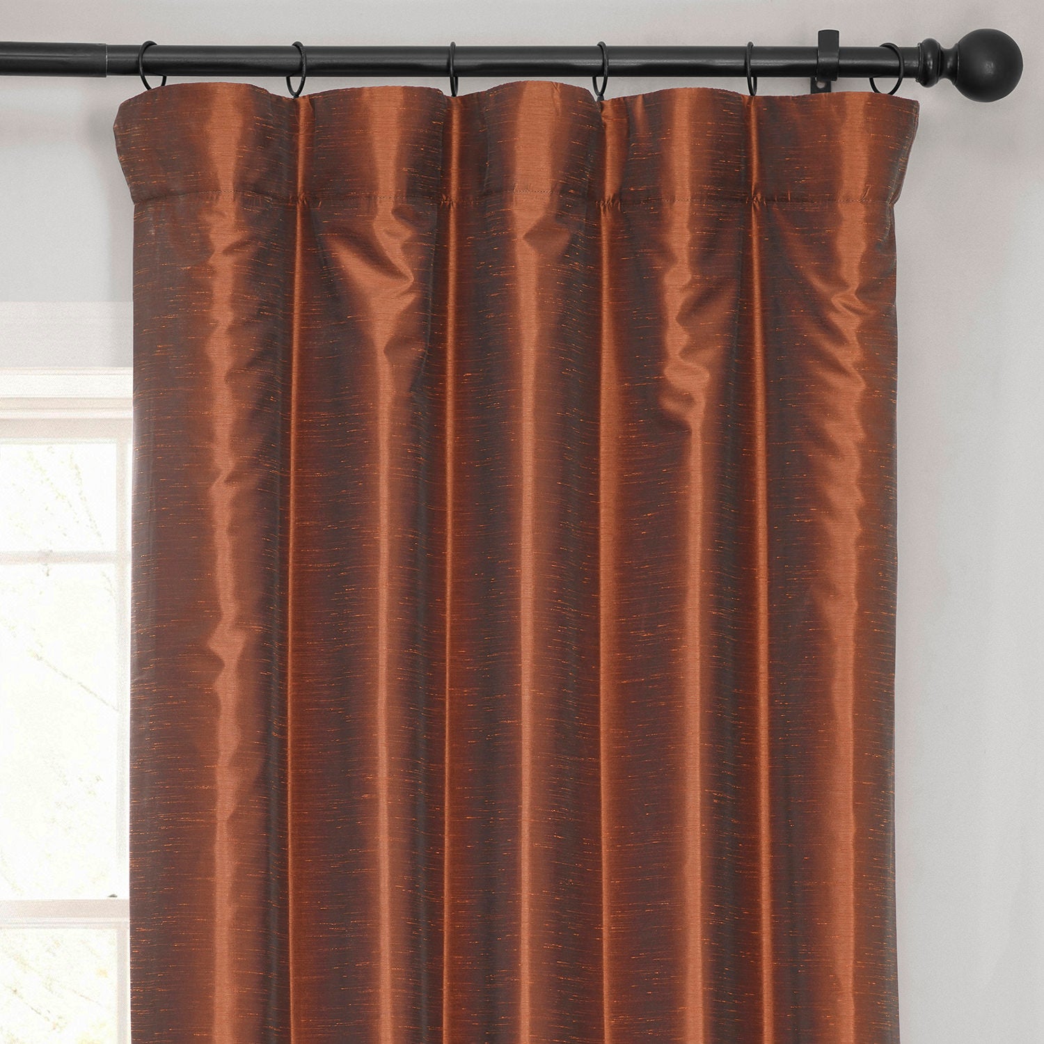 Copper Kettle Vintage Textured Faux Dupioni Silk Curtain