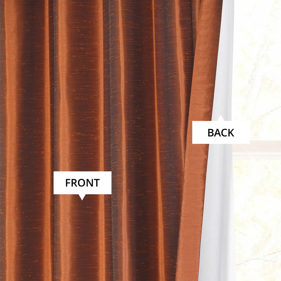 Copper Kettle Vintage Textured Faux Dupioni Silk Curtain