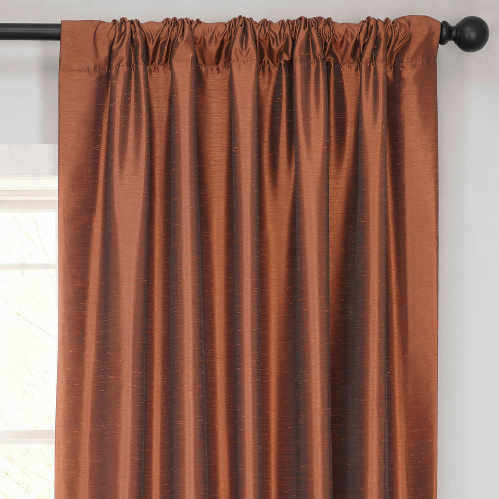 Copper Kettle Vintage Textured Faux Dupioni Silk Curtain