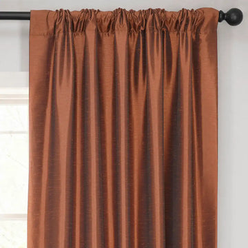 Copper Kettle Vintage Textured Faux Dupioni Silk Room Darkening Curtain