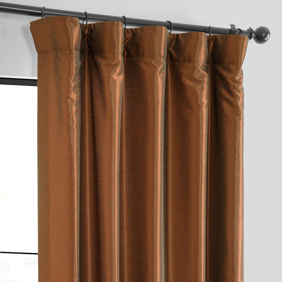 Copper Kettle Vintage Textured Faux Dupioni Silk Curtain - HalfPriceDrapes.com