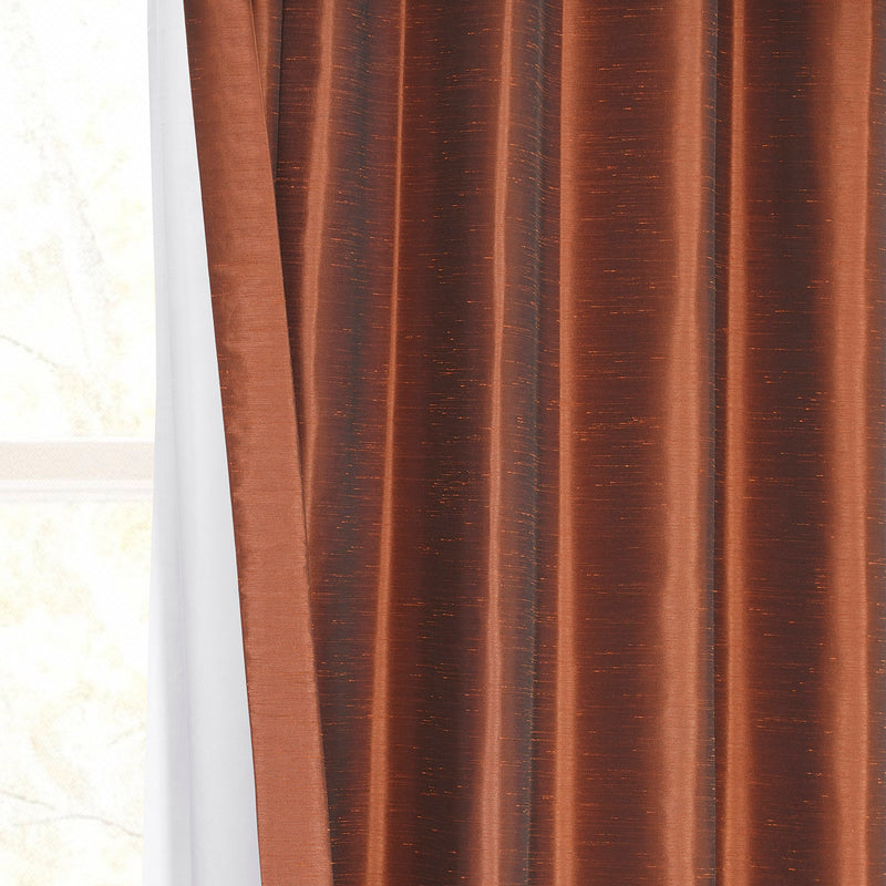 Copper Kettle French Pleat Vintage Textured Faux Dupioni Silk Blackout Curtain