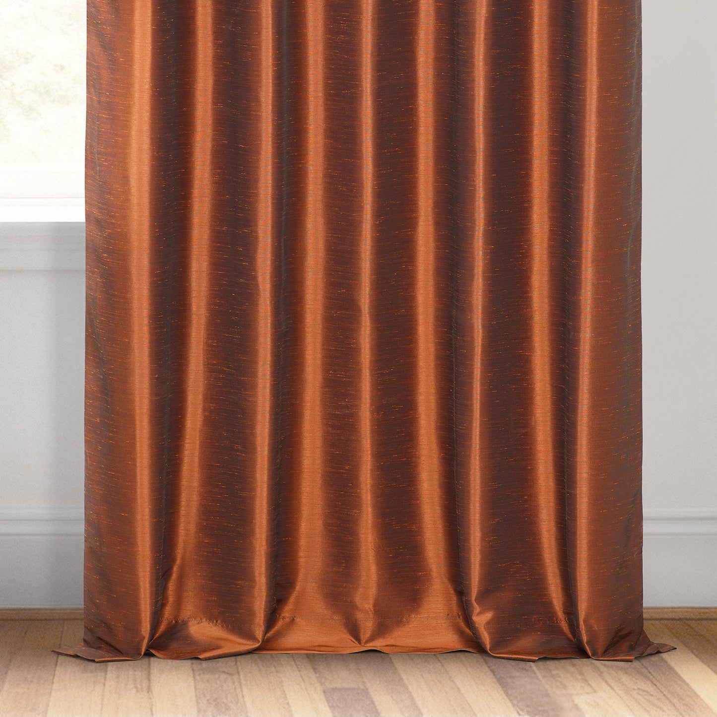 Copper Kettle French Pleat Vintage Textured Faux Dupioni Silk Blackout Curtain