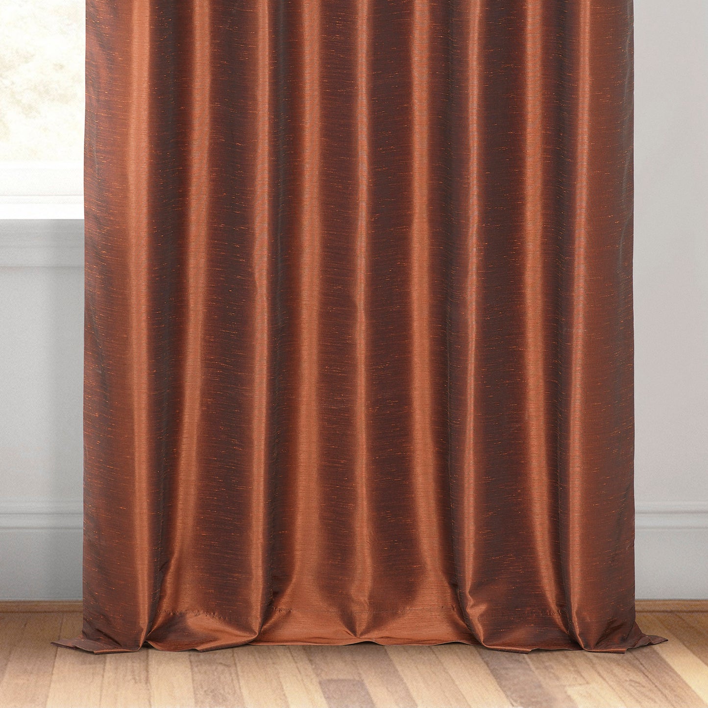 Copper Kettle French Pleat Vintage Textured Faux Dupioni Silk Blackout Curtain
