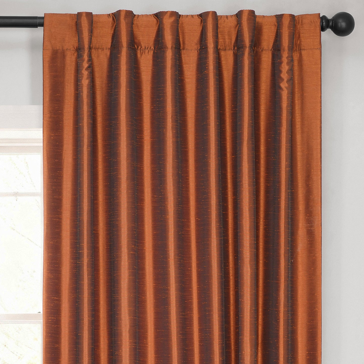 Copper Kettle Vintage Textured Faux Dupioni Silk Blackout Curtain