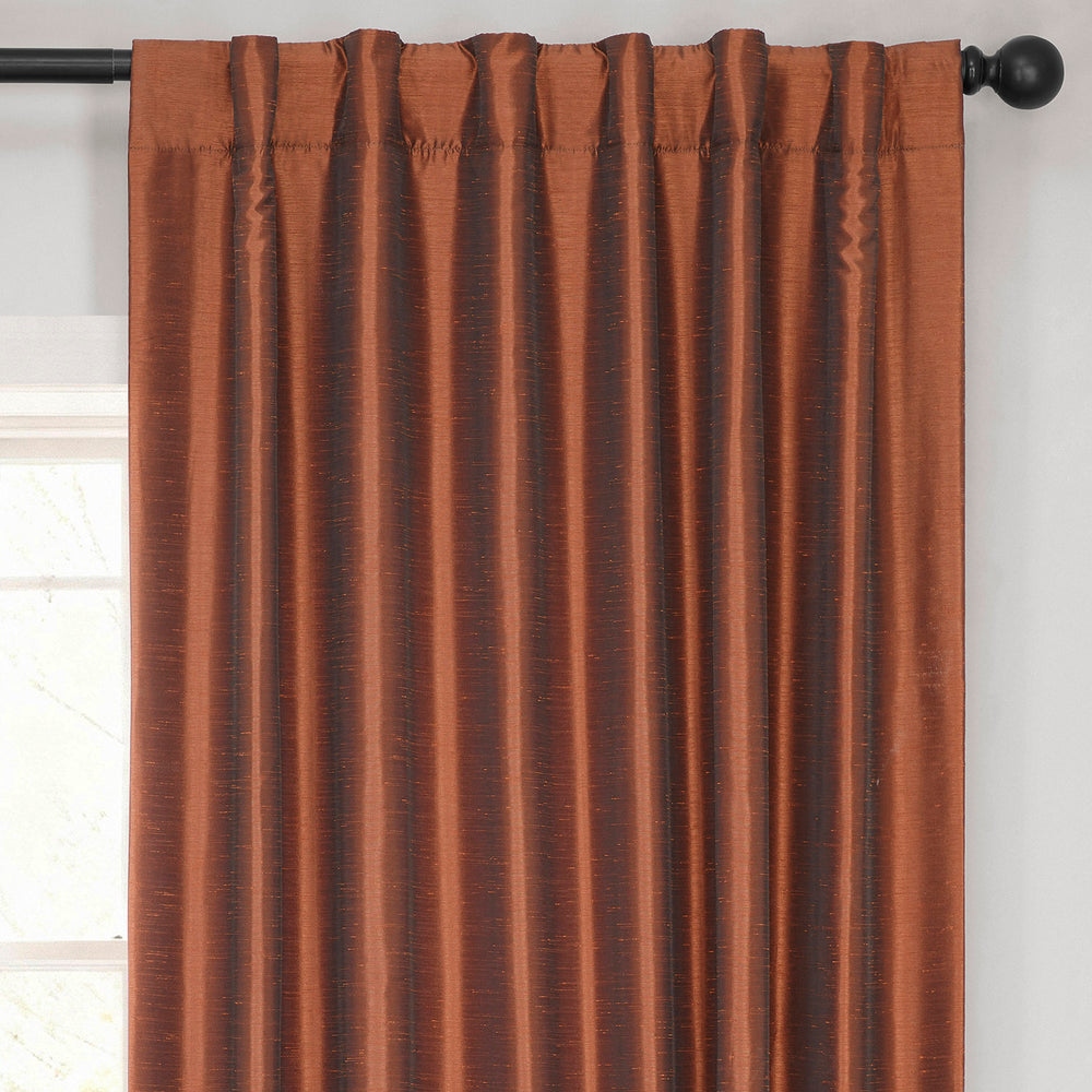 Copper Kettle Vintage Textured Faux Dupioni Silk Blackout Curtain
