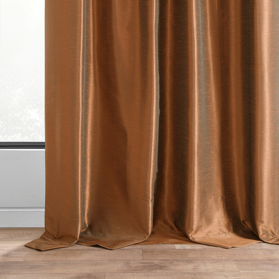 Copper Kettle Vintage Textured Faux Dupioni Silk Custom Curtain
