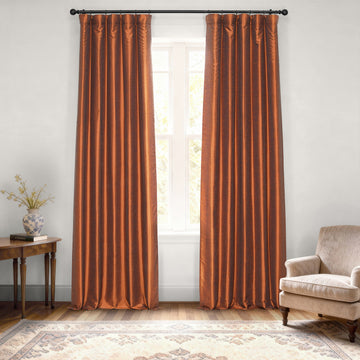 Copper Kettle Vintage Textured Faux Dupioni Silk Blackout Curtain