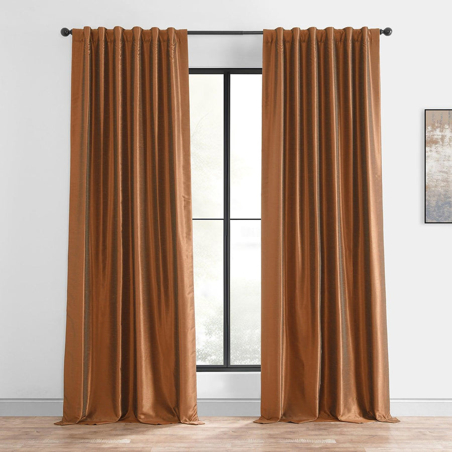 Copper Kettle Vintage Textured Faux Dupioni Silk Blackout Curtain - HalfPriceDrapes.com