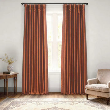 Copper Kettle Vintage Textured Faux Dupioni Silk Blackout Curtain