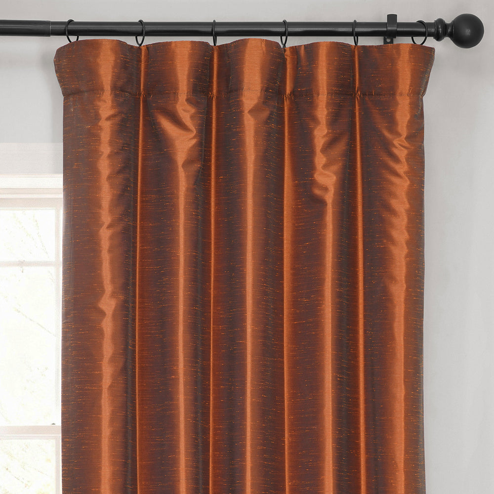 Copper Kettle Vintage Textured Faux Dupioni Silk Blackout Curtain