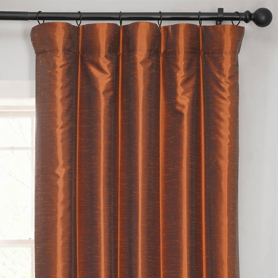 Copper Kettle Vintage Textured Faux Dupioni Silk Blackout Curtain