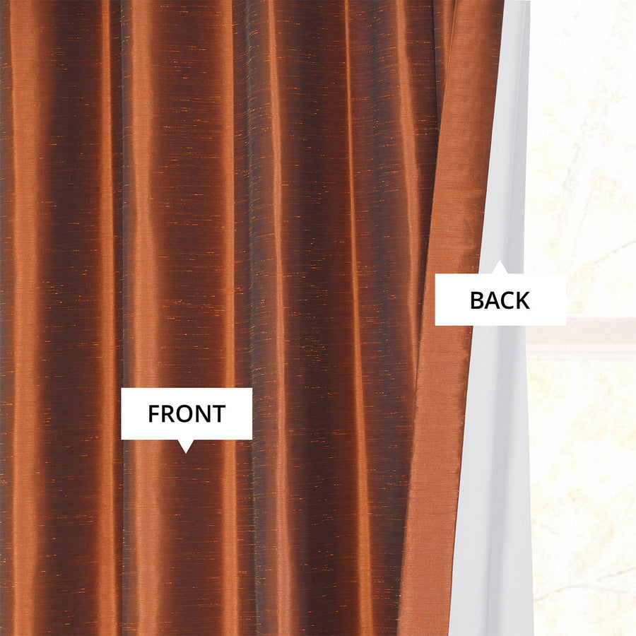 Copper Kettle Vintage Textured Faux Dupioni Silk Blackout Curtain