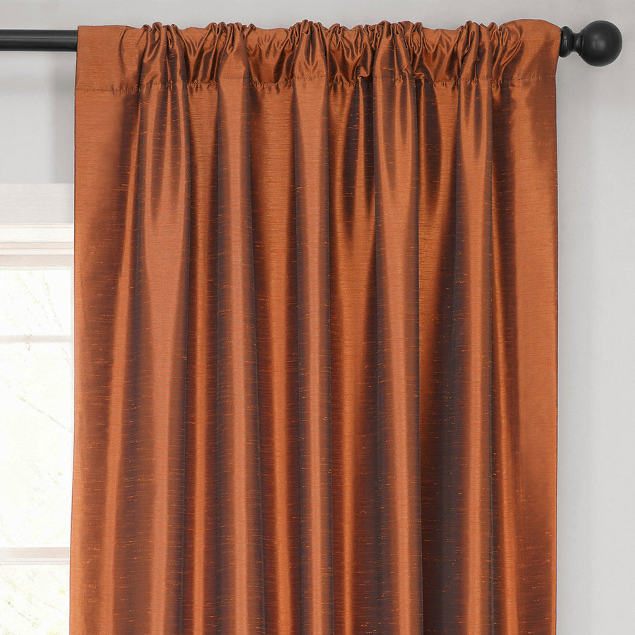 Copper Kettle Vintage Textured Faux Dupioni Silk Blackout Curtain