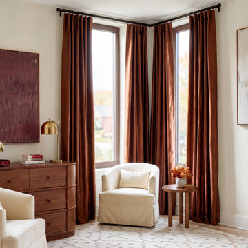 Copper Kettle Vintage Textured Faux Dupioni Silk Custom Curtain