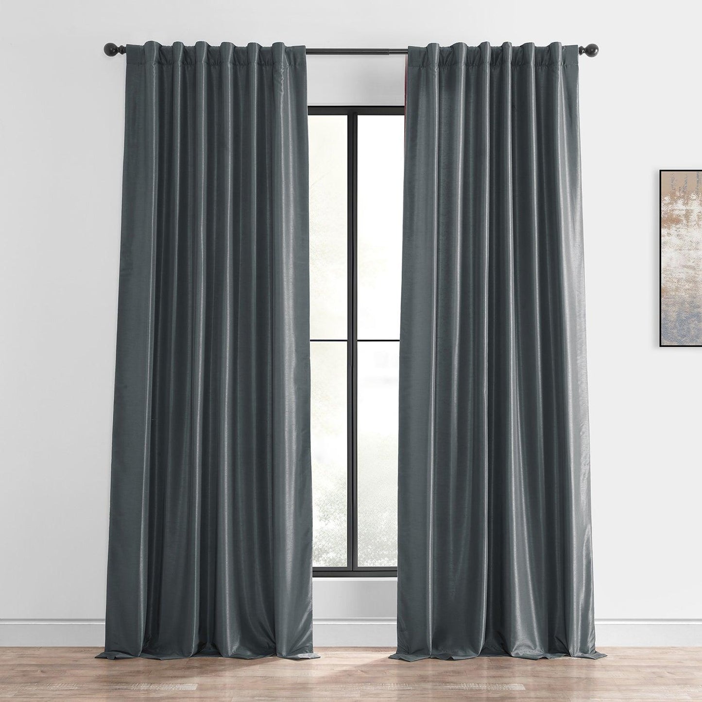 Arrowhead Grey Vintage Textured Faux Dupioni Silk Curtain - HalfPriceDrapes.com
