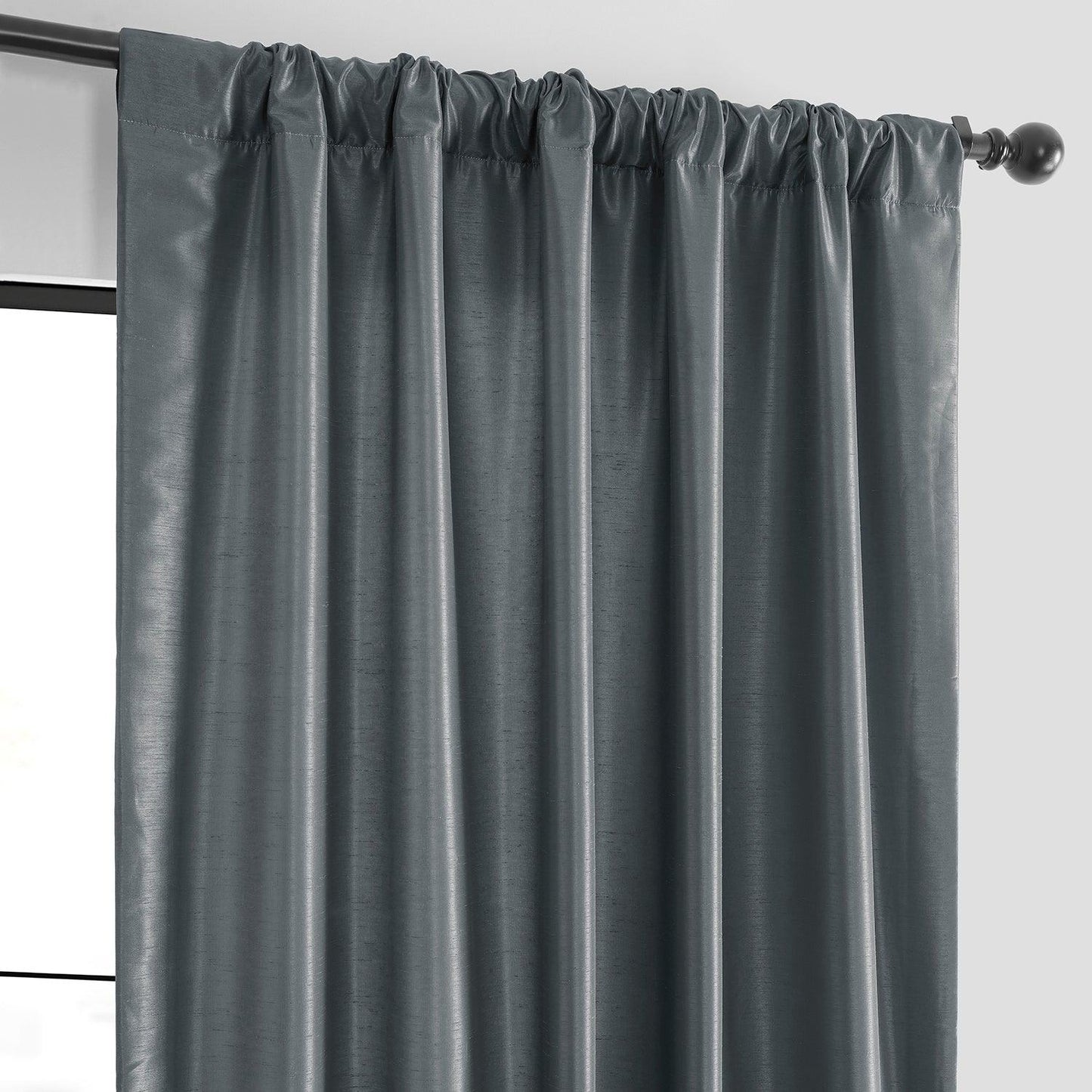 Arrowhead Grey Vintage Textured Faux Dupioni Silk Curtain - HalfPriceDrapes.com