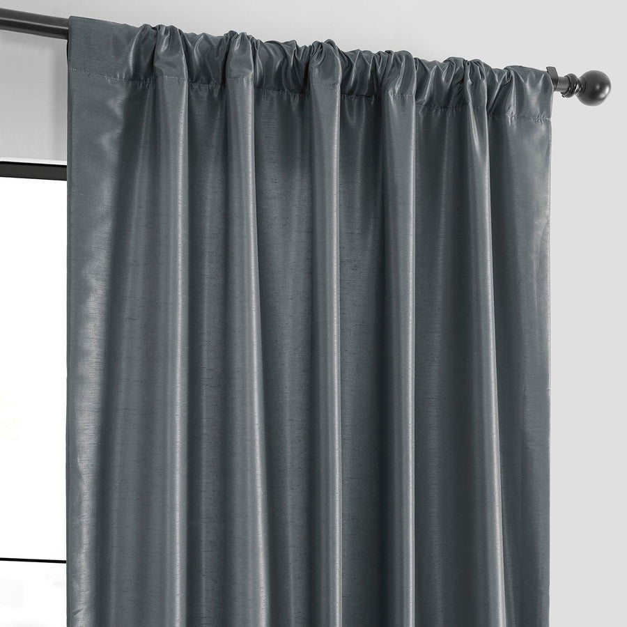 Arrowhead Grey Vintage Textured Faux Dupioni Silk Curtain - HalfPriceDrapes.com