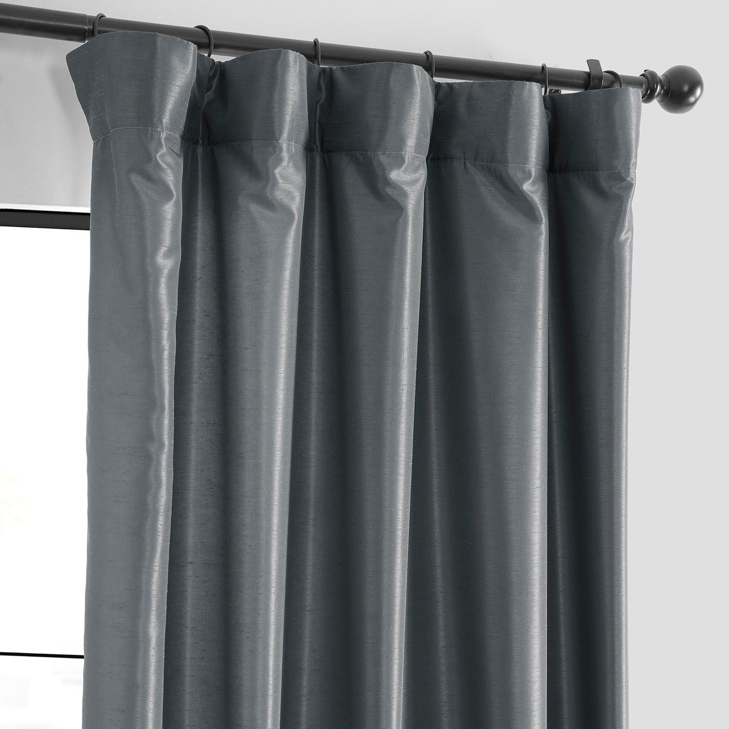 Arrowhead Grey Vintage Textured Faux Dupioni Silk Curtain - HalfPriceDrapes.com